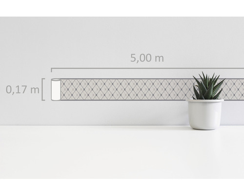 Zelfklevende rand 3842-18 Alleen Rand Geometrisch grijs 5 m x 17 cm