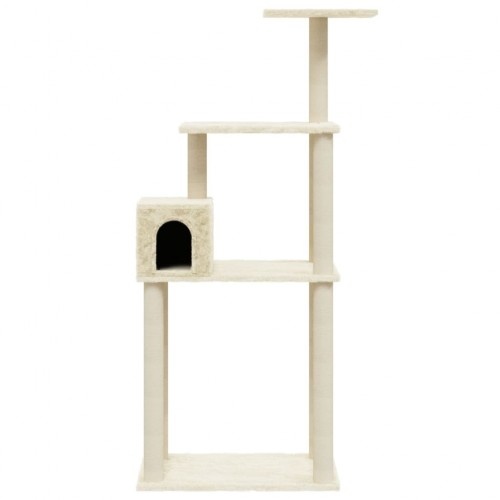 Arranhador para gatos Vidaxl de três níveis na cor creme