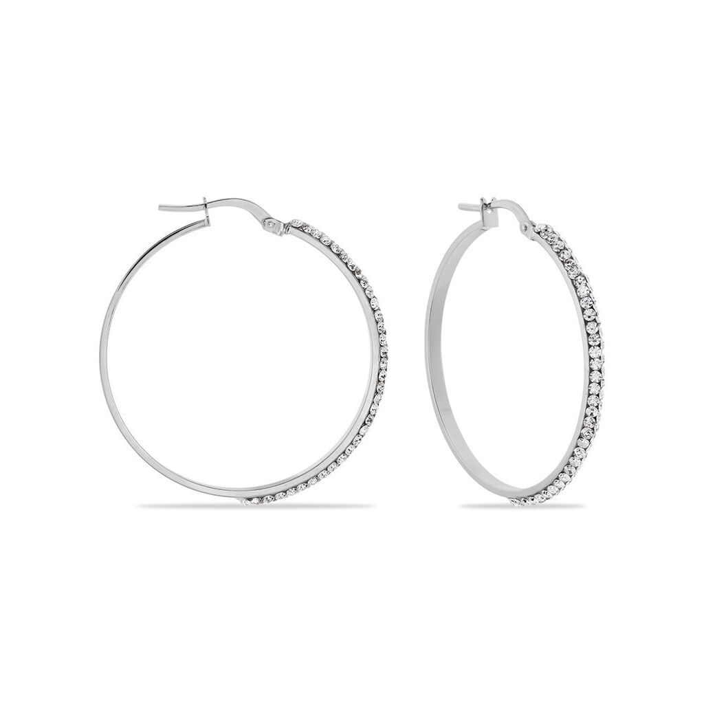 Créoles Sandrine Or Blanc Strass