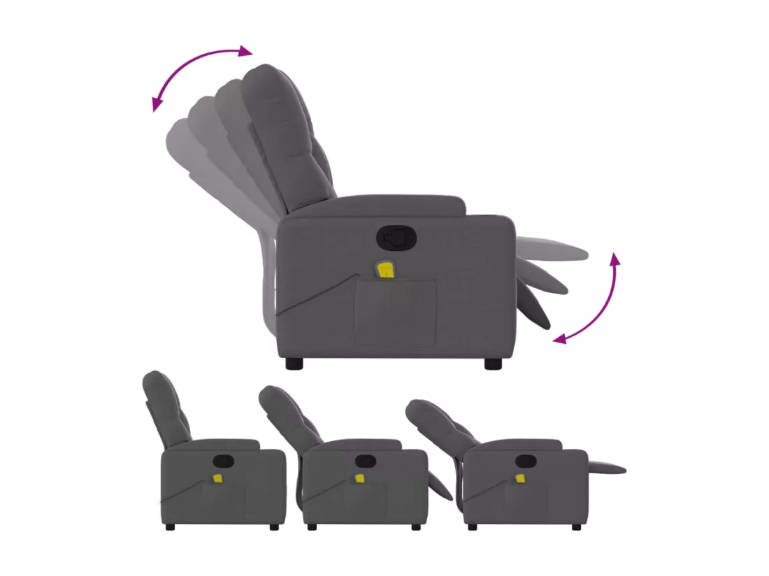 Fauteuil massant inclinable Gris foncé Tissu