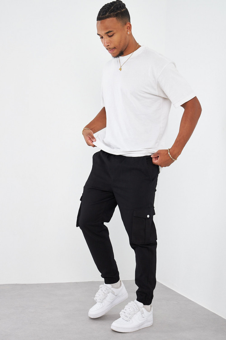 Joggerpant noir cargo