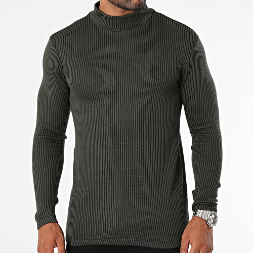 Pull A Bandes Vert Kaki