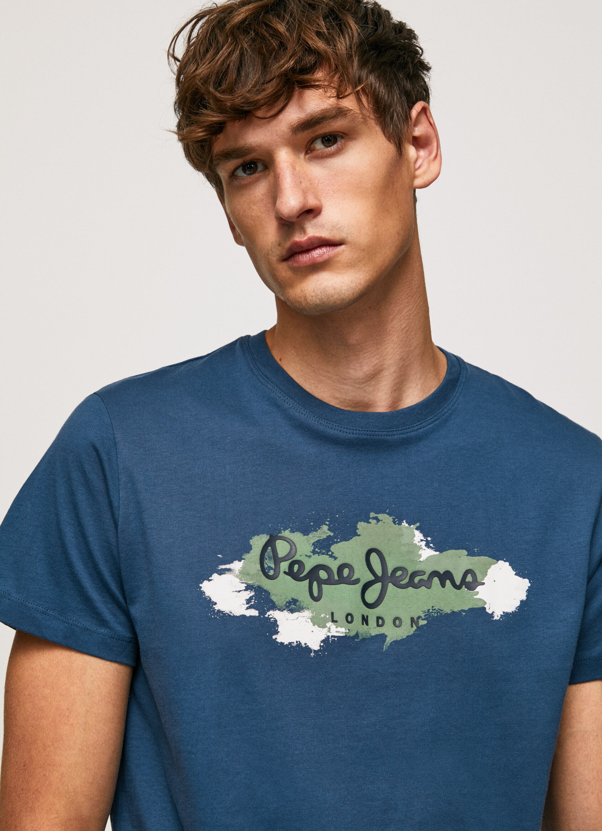 Camiseta de algodão com logo em pinceladas - Jarman Azul