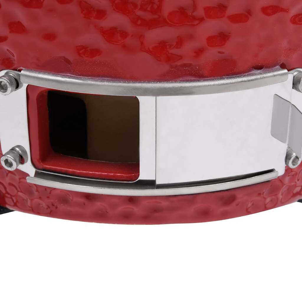 vidaXL Keramische Kamado Grill met Rookoven, 2-in-1, 56 cm, Rood