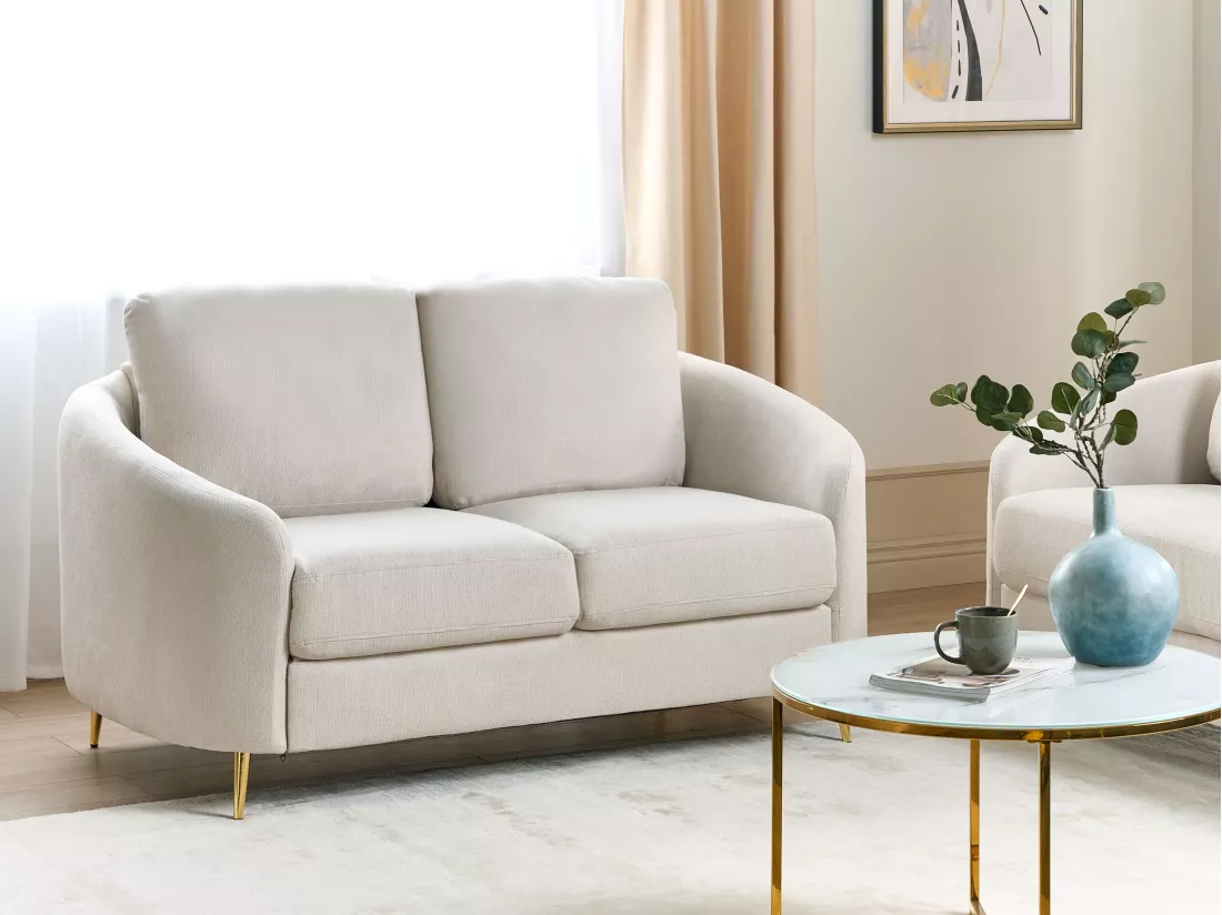 Canapé 2 places en tissu beige clair TROSA