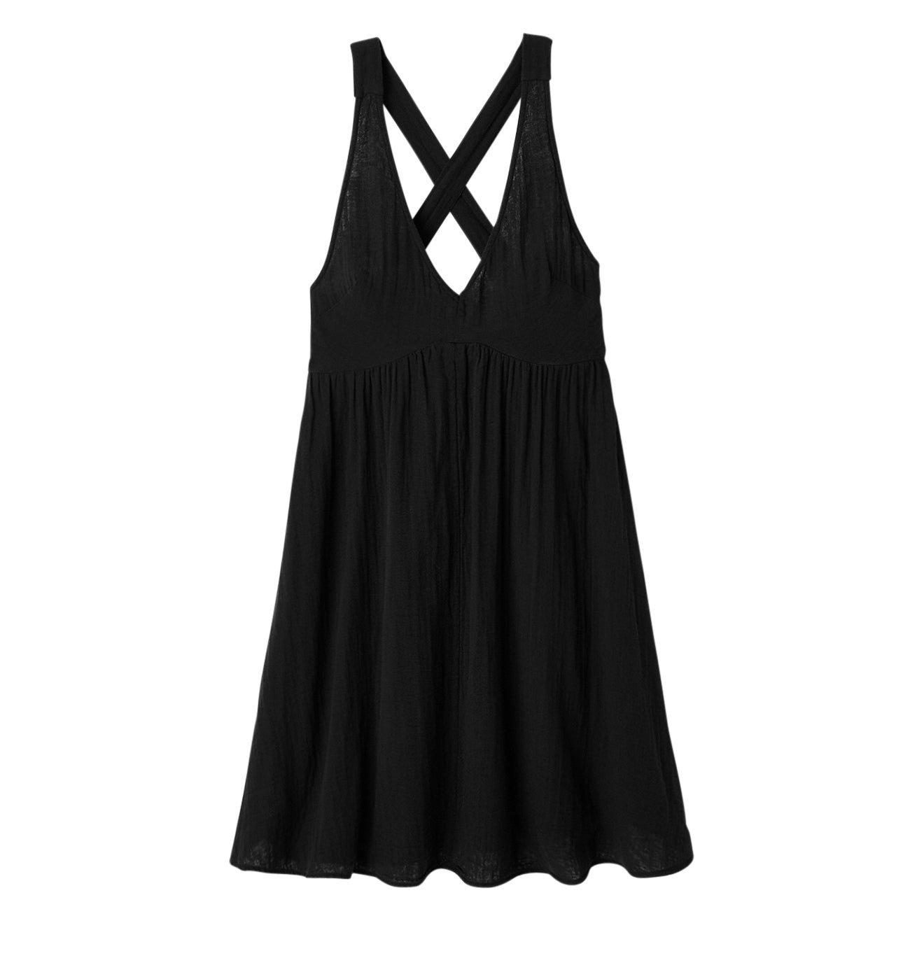 Robe dos nu en gaze de coton - Noir