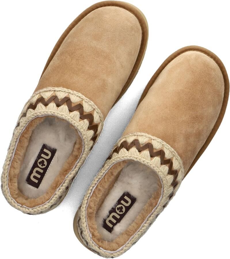 MOU Pantoffels Dames Platform Clog Suede Leather St Maat: 36 Materiaal: Suède Kleur: Beige