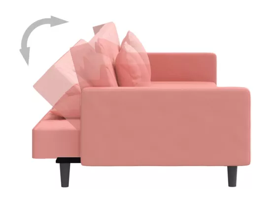 Canapé-lit à 2 places avec deux oreillers Rose Velours
