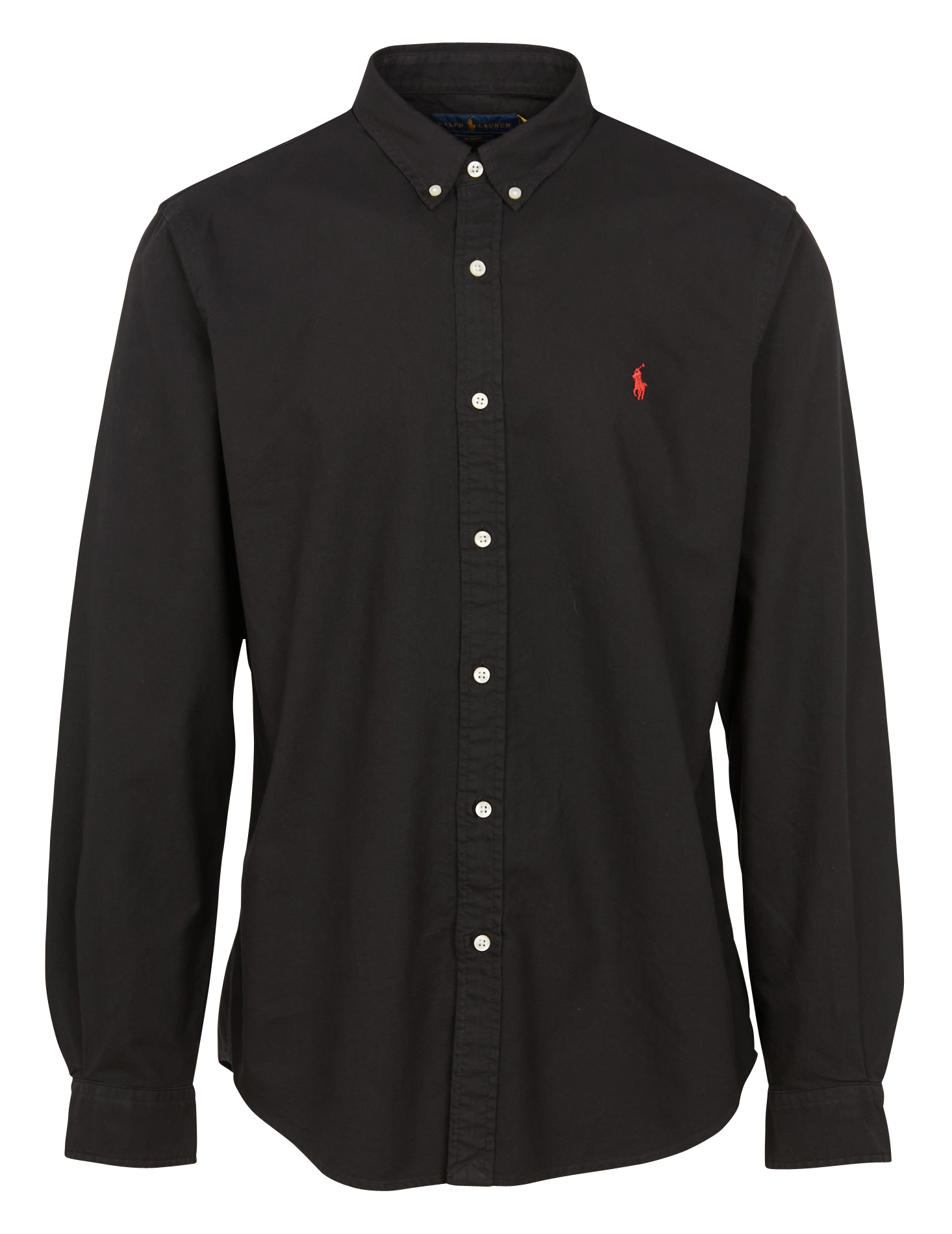 Chemise col classique slim-fit brodée en coton | Noir