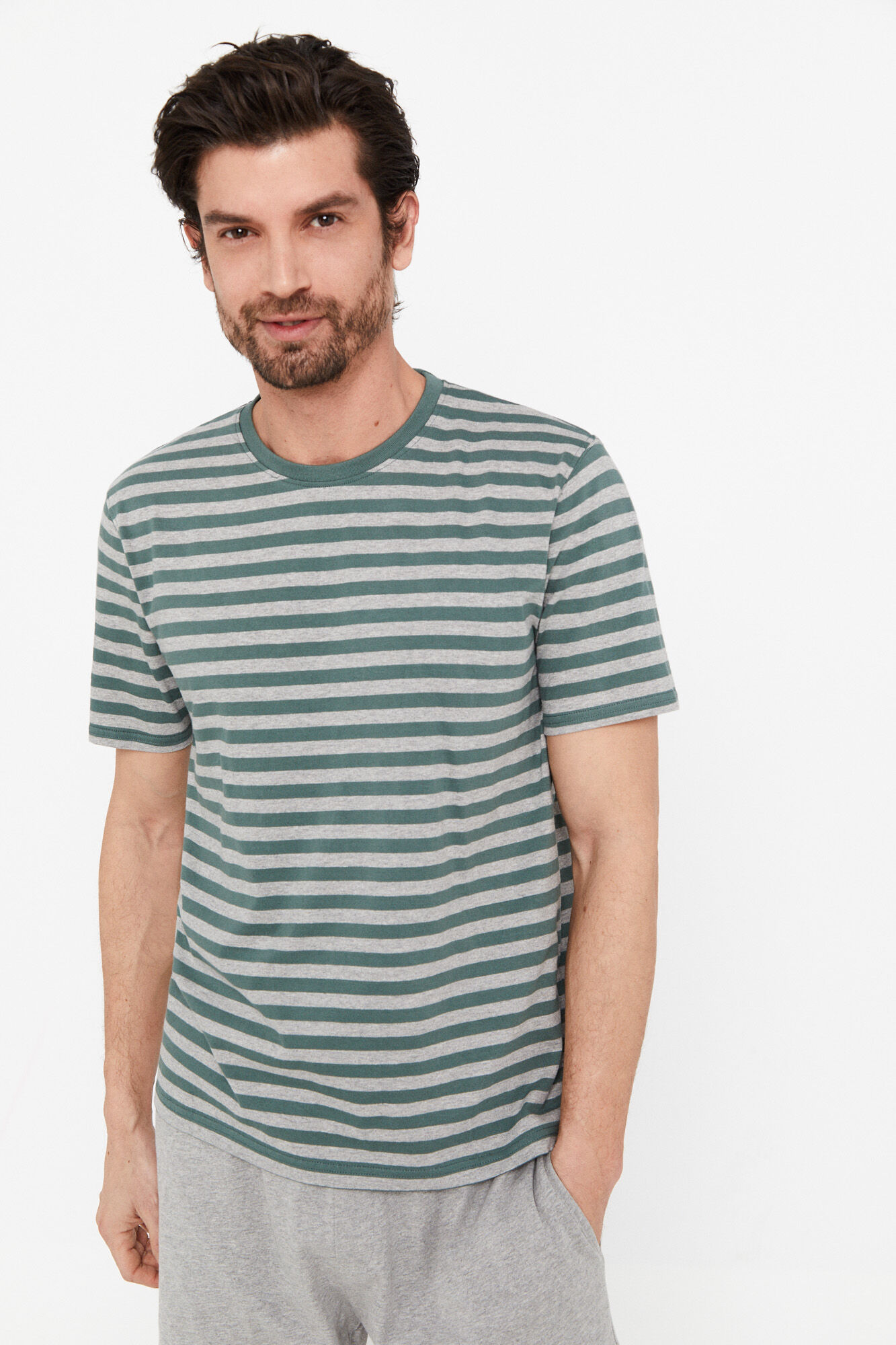 Conjunto de pijama de malha - Cinza