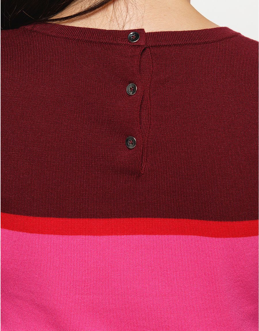 Pull rayé fuchsia prune