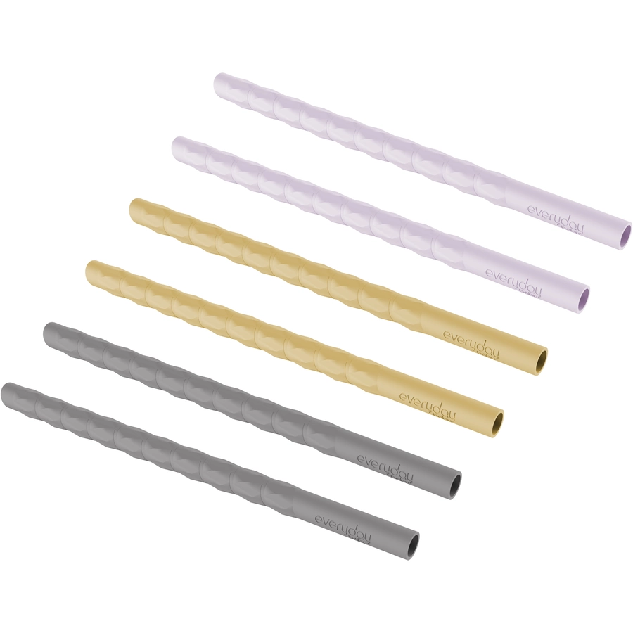everyday® baby Trinkhalme Silikon 6er-Set, graugelbviolett