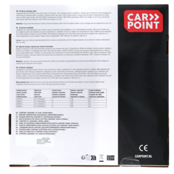 Carpoint spiraal laadkabel elektrische auto type 2 - 2 16a 1ph 6 m