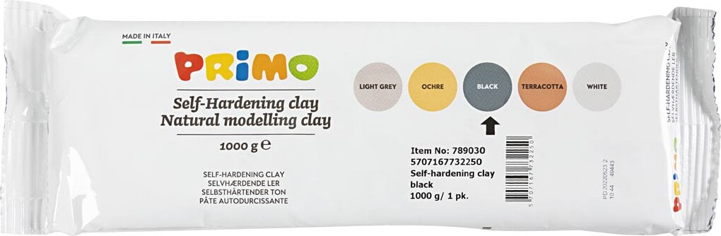 Primo Ler - Selvhærdende Ler - Sort - 1000 G