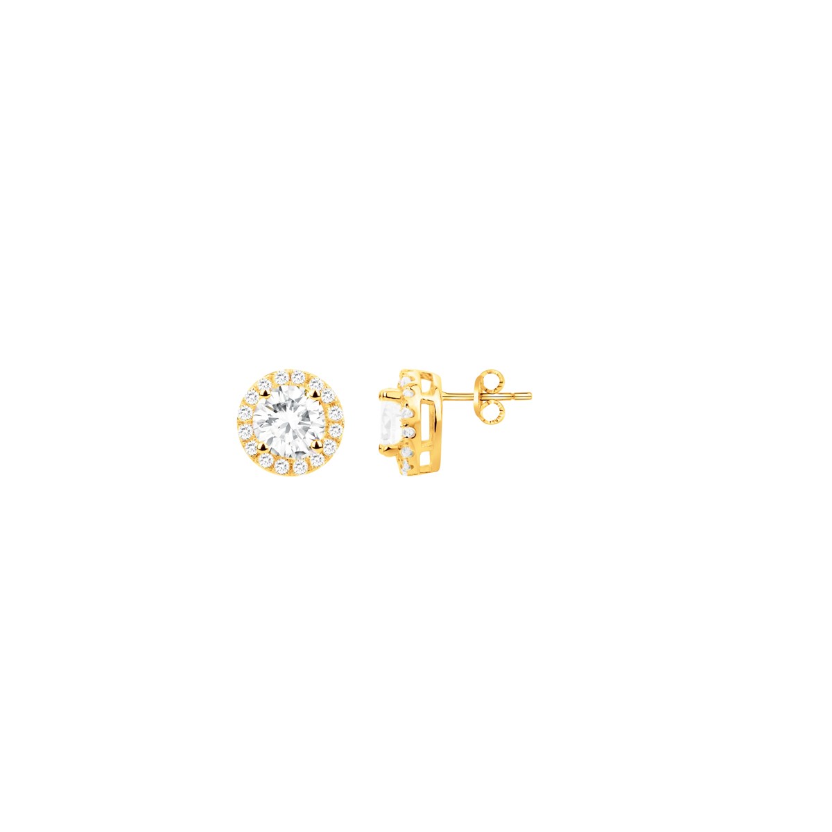 Boucles d'oreilles clous en Plaqué Or avec oxyde de zirconium blanc