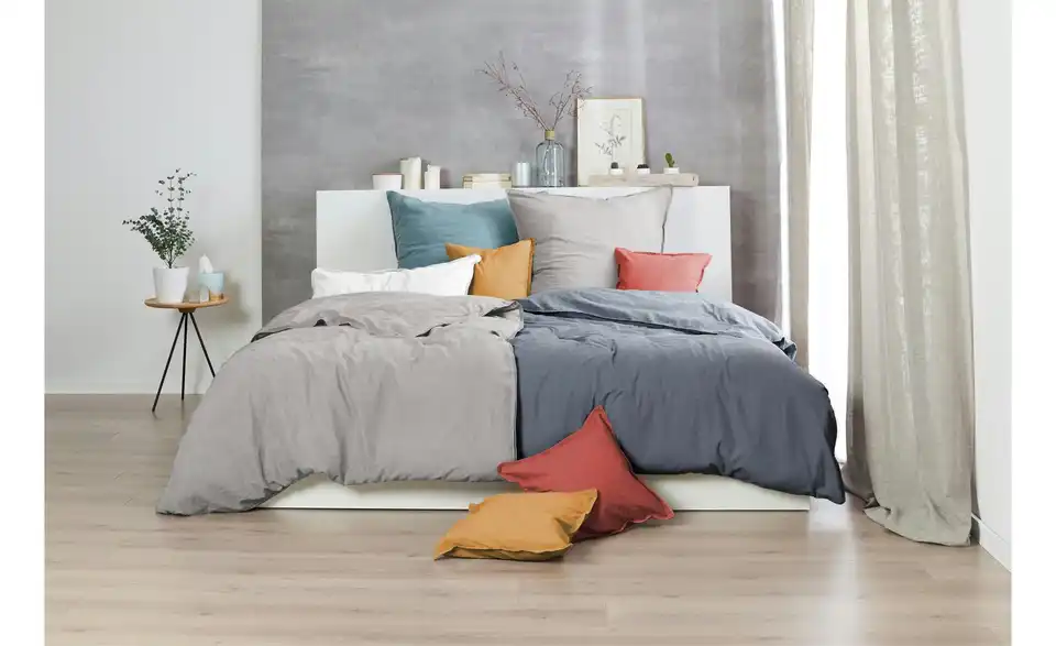Stone Washed-Bettwäsche 220 cm 155 cm Orange 155x220 cm