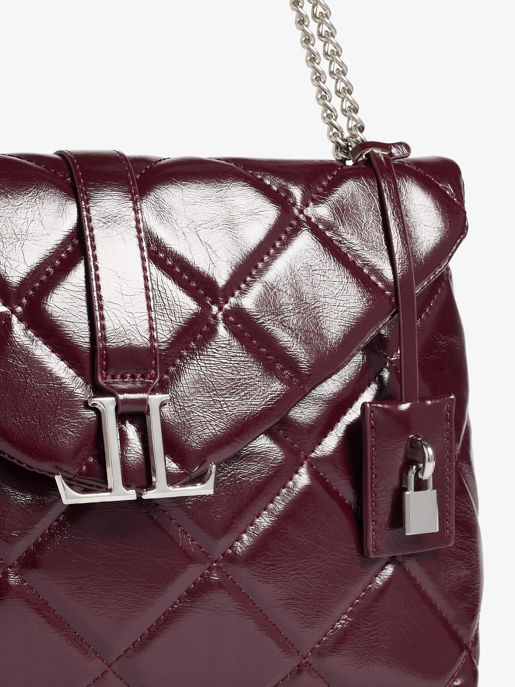 Bordeauxrood - Lipsy - Gewatteerde schoudertas met ketting