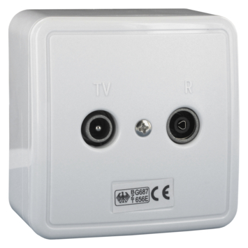Q-Link coax contactdoos rtv eind/rijgbaar opbouw wit