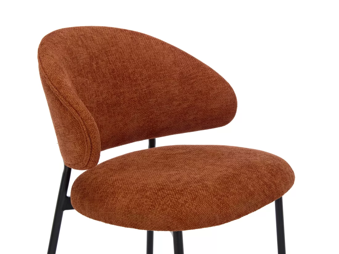 Lot de 4 chaises en tissu texturé et métal noir - Terracotta - VOSINIA
