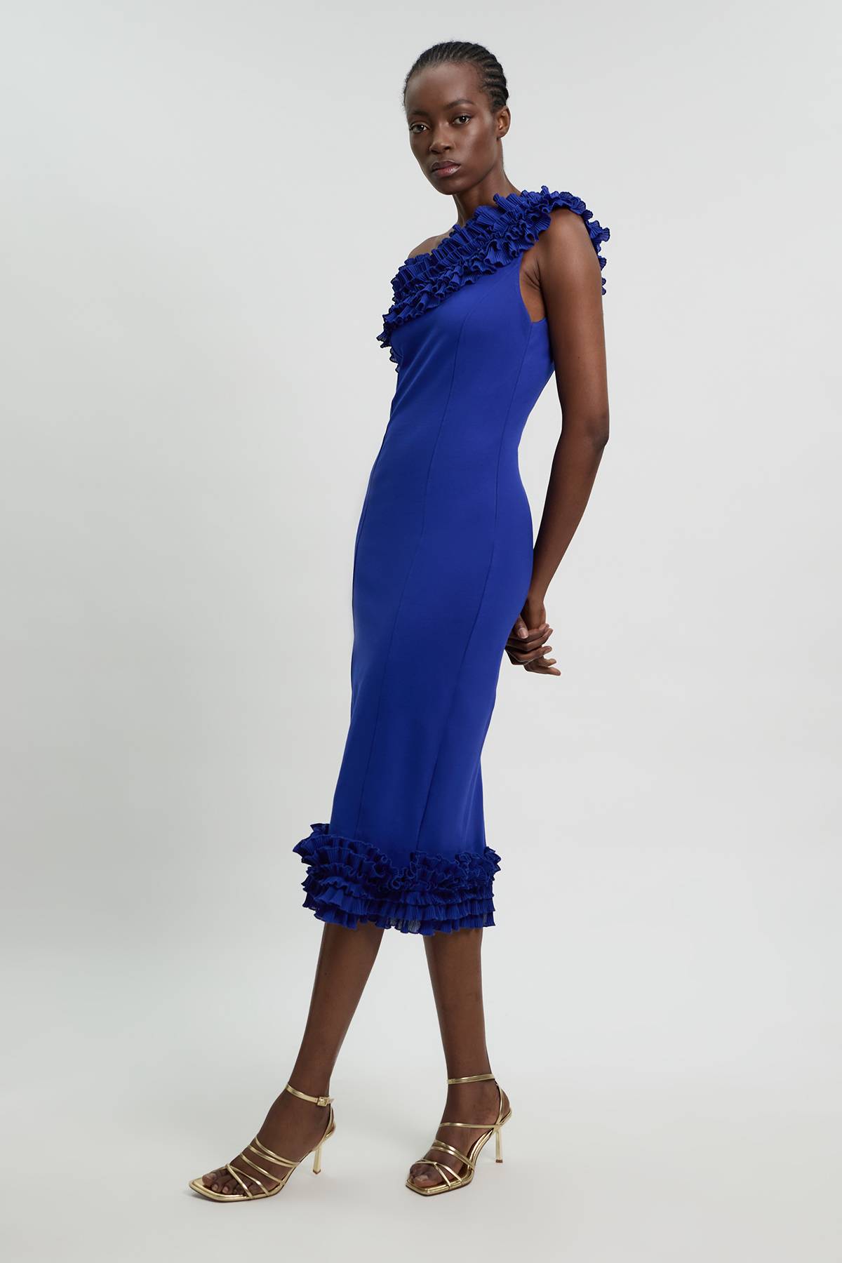 KarenMillen Robe Midi Asymétrique À Volants Dramatiques