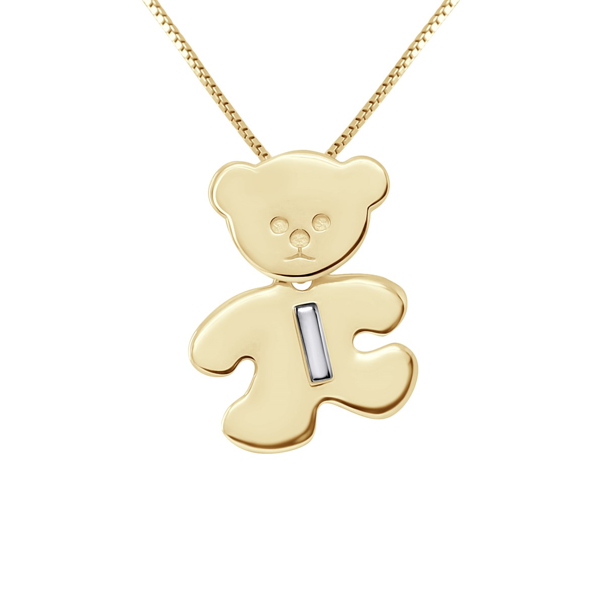 Pendentif OURSON plaqué Or Jaune - Lettre I Argent