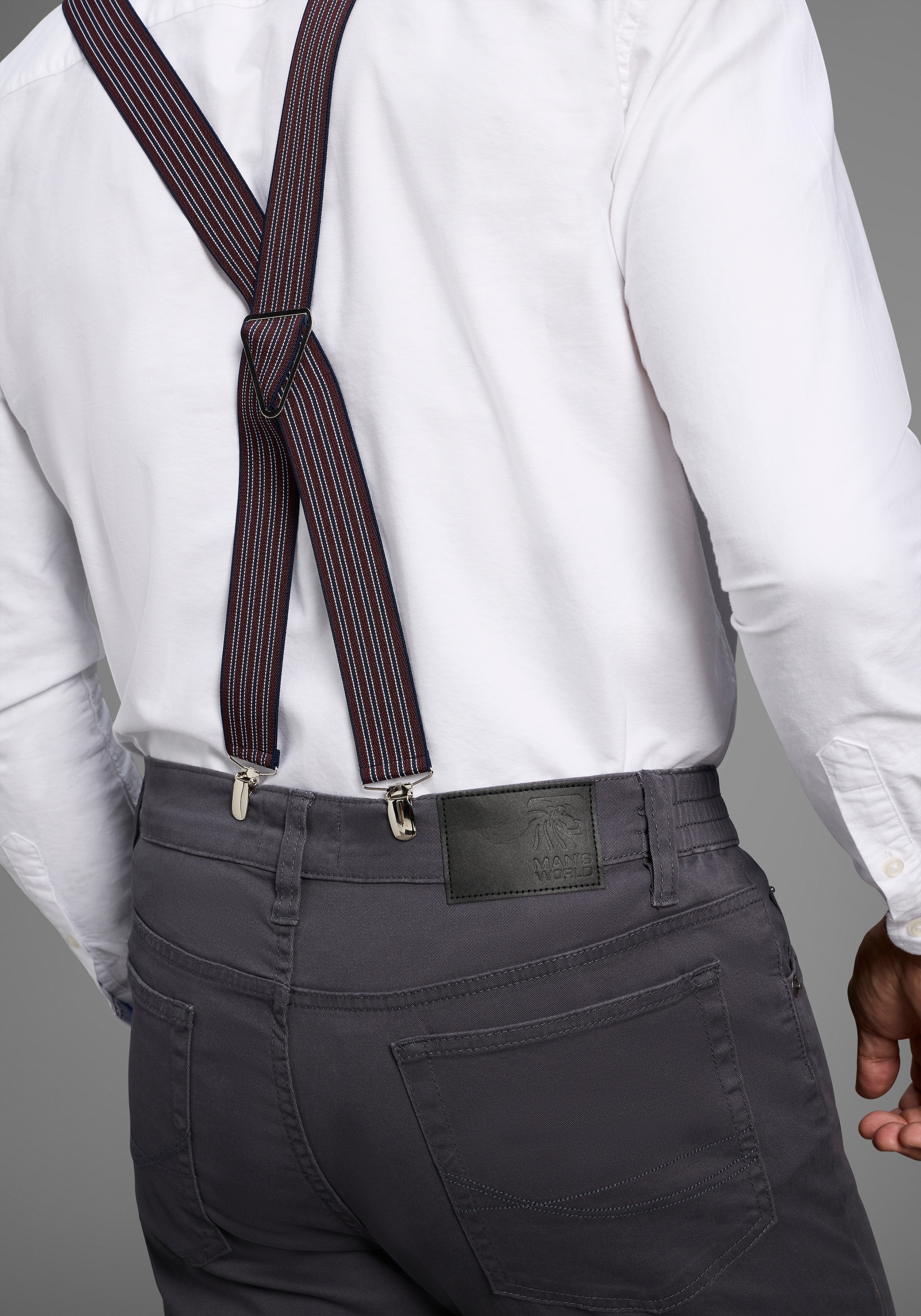 Man's World Hosenträger , in bequemer Breite & extra Länge bis 130cm - NEW - im Streifendesign