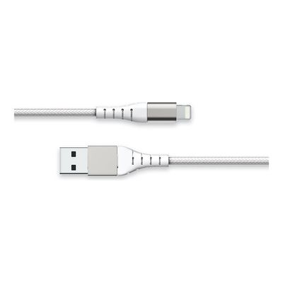 Force Power - Câble renforcé - USB A/ Lightning - 1.2 m - 2.4A - Blanc - Garanti à vie