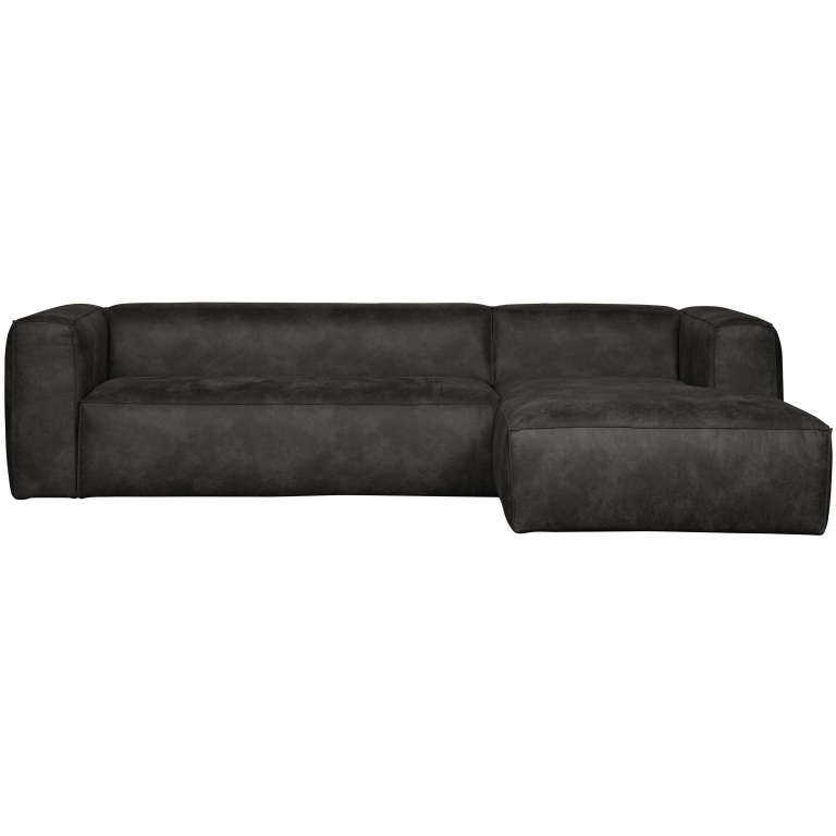 WOOOD Bean bank met chaise longue rechts leer zwart