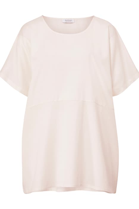 Bluse, oversized, Materialmix, Rundhals