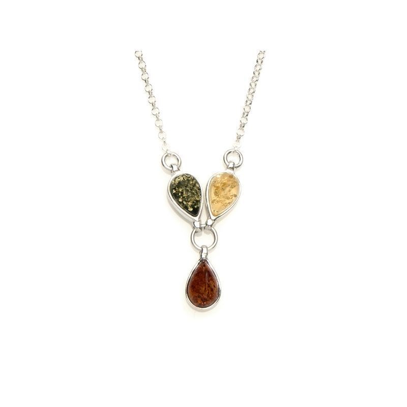 Collier argent 925 Ambre veritable de la mer Baltique
