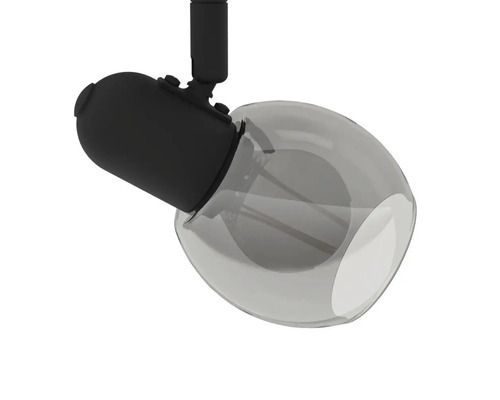 Plafondspot, 2-lichts, HxL 16,5x36,5 cm, zwart/transparant