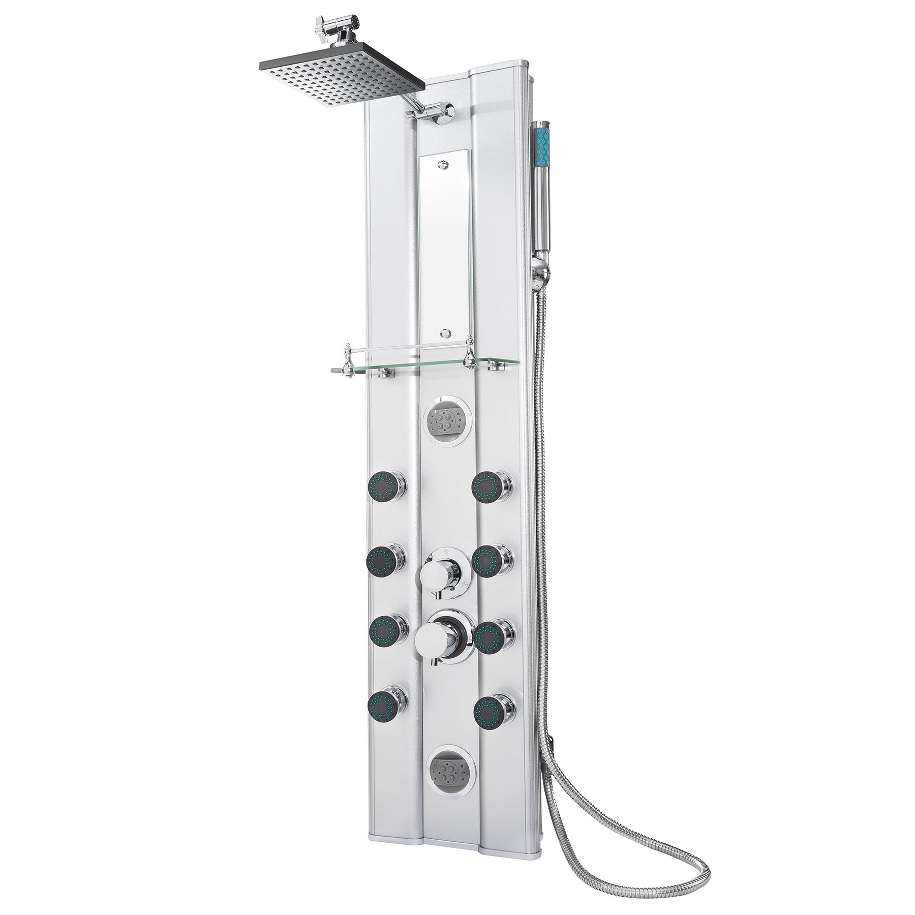 tectake® Duschpaneel, aus Aluminium, mit Handbrause, Antikalktechnik