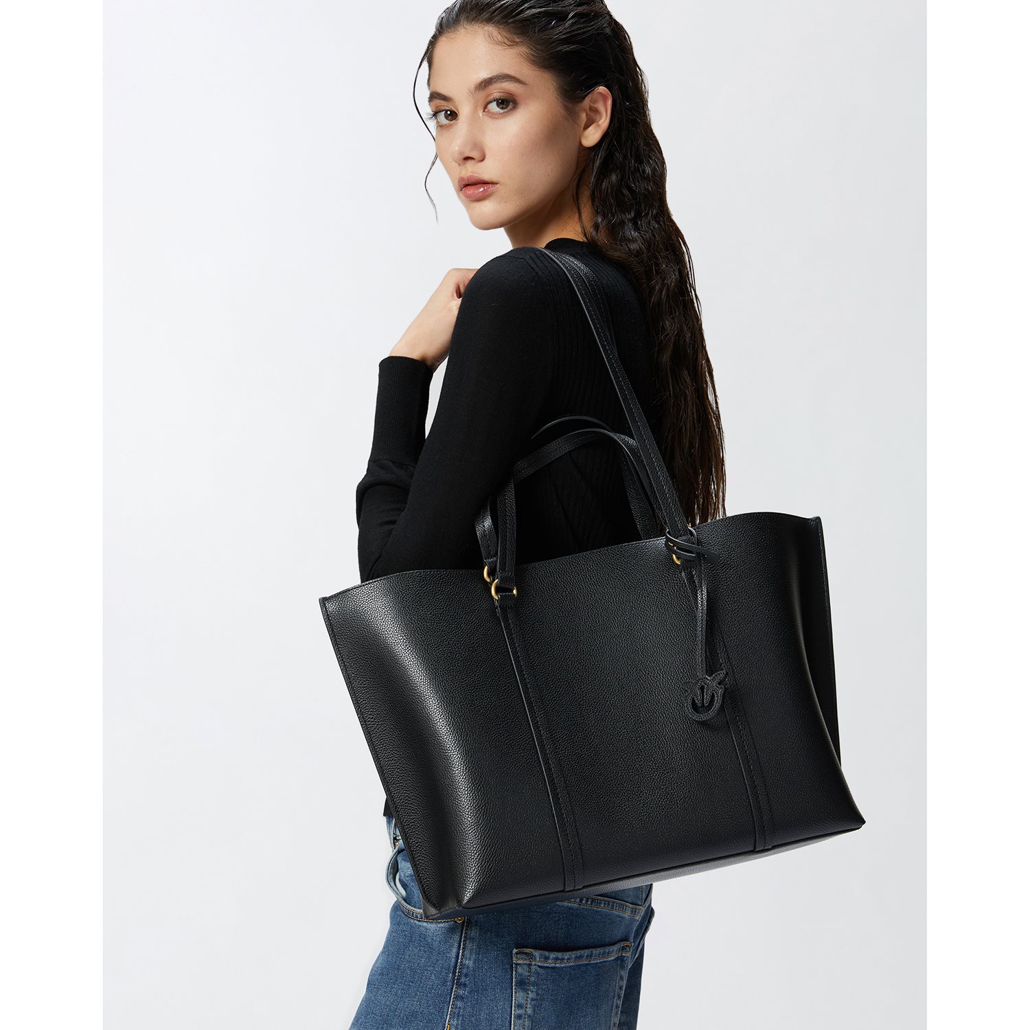 Pinko Carrie Shopper Big Pelle Botta black