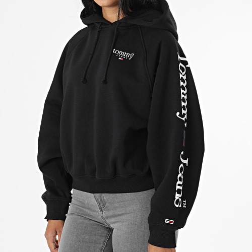 Sweat Capuche Femme Crop Relaxed Lower Case 4340 Noir