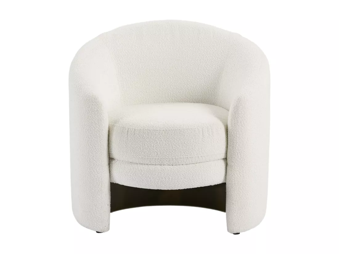 Fauteuil arrondi en tissu bouclette blanc RUOTO