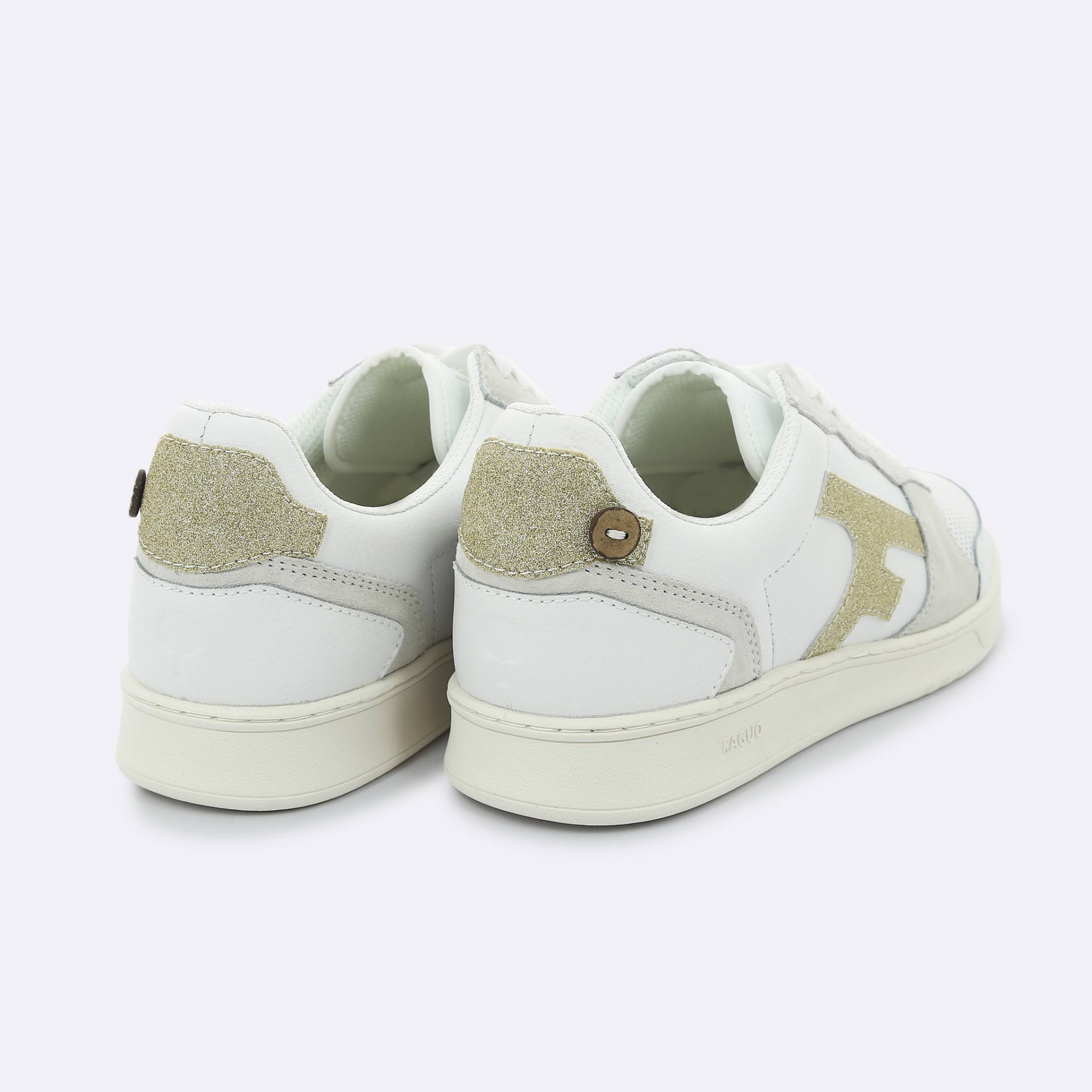 Baskets blanches & dorées Cuir - modèle Hazel