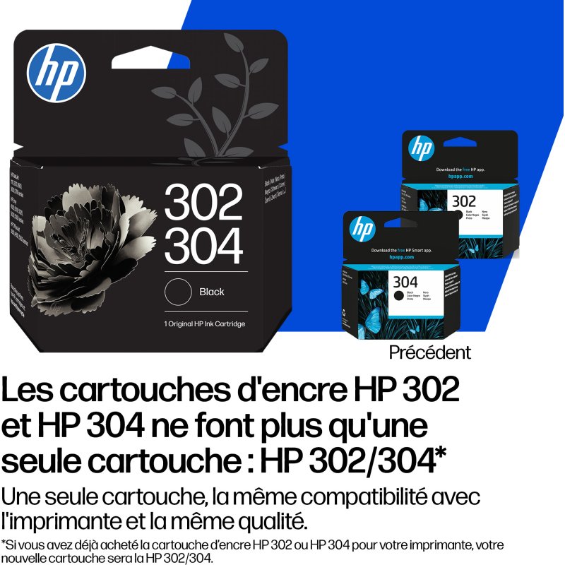 HP 302/304 Cartouche d’encre noire authentique