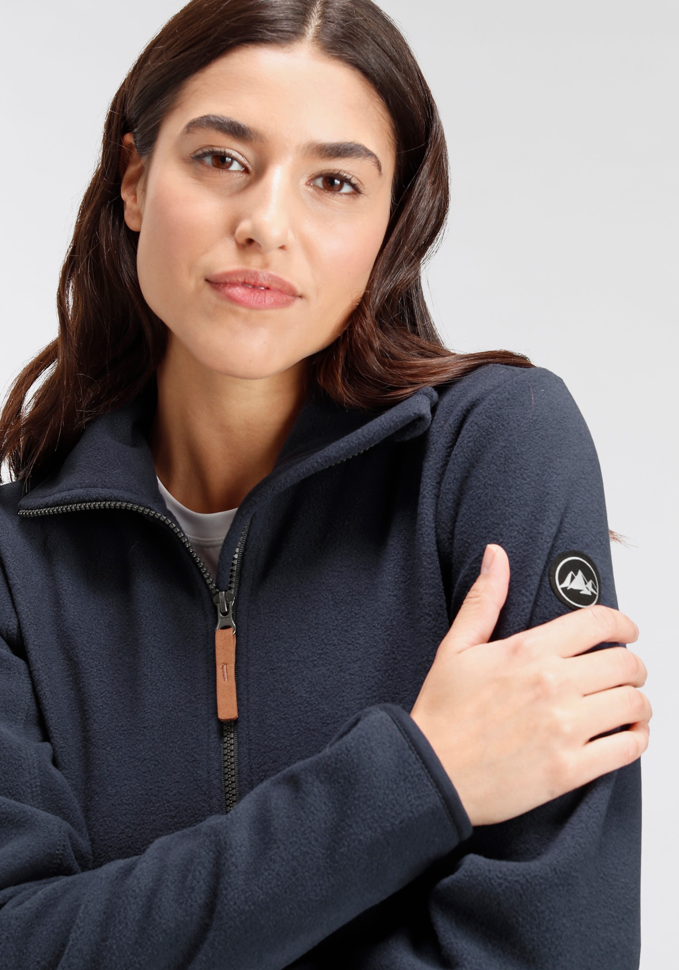Polarino Fleecejacke ohne Kapuze für kalte Tage,  aus Fleece,  lässiger Look
