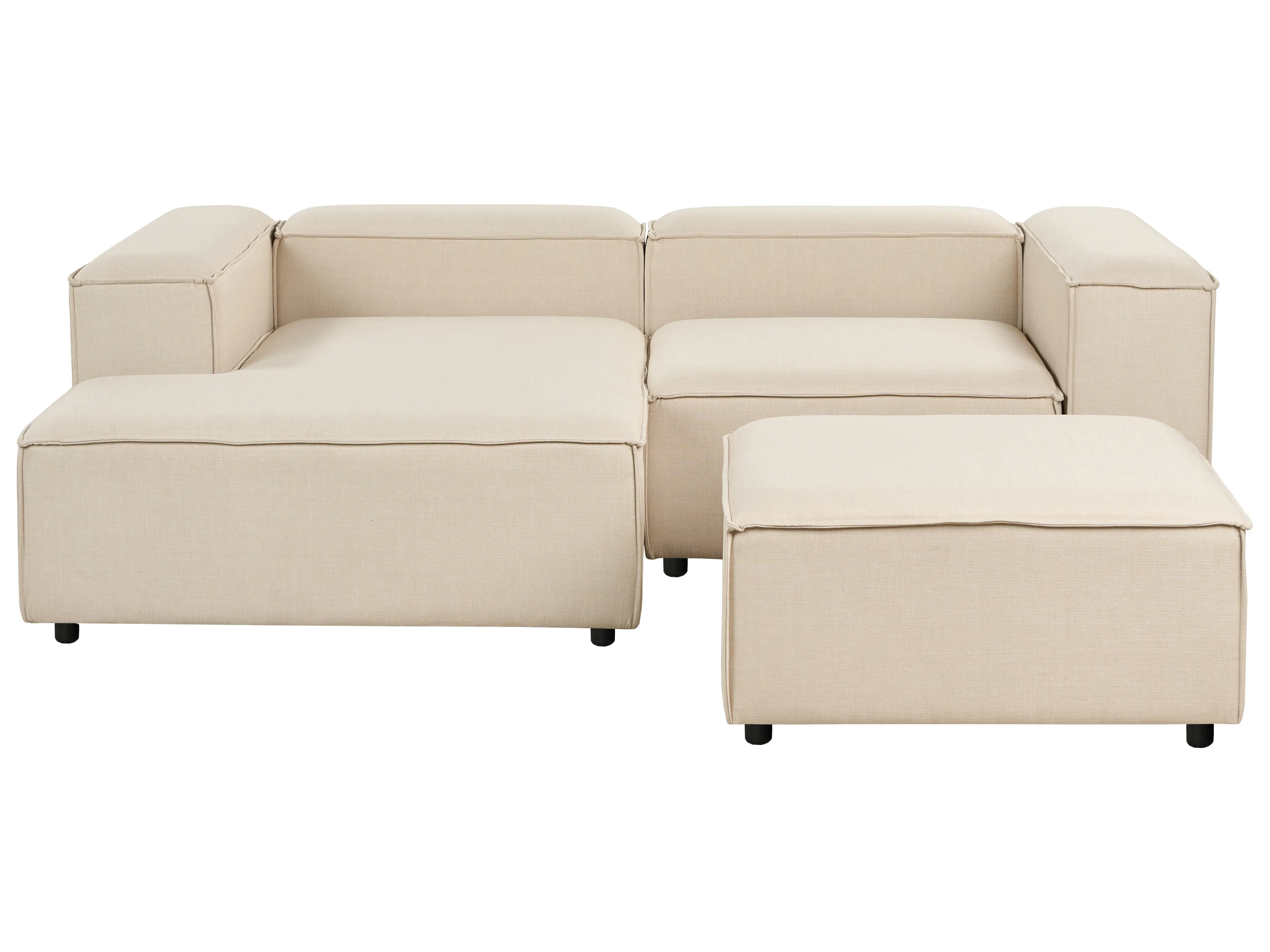 Modulaire hoekbank 3-zits ARDAL Stof Beige met ottomaan rechtszijdig