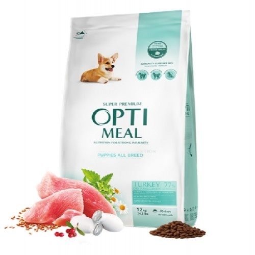 Ração seca Optimeal para filhotes, sabor peru