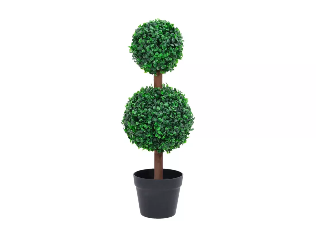 Plante de buis artificiel avec pot Forme de boule Vert 60 cm