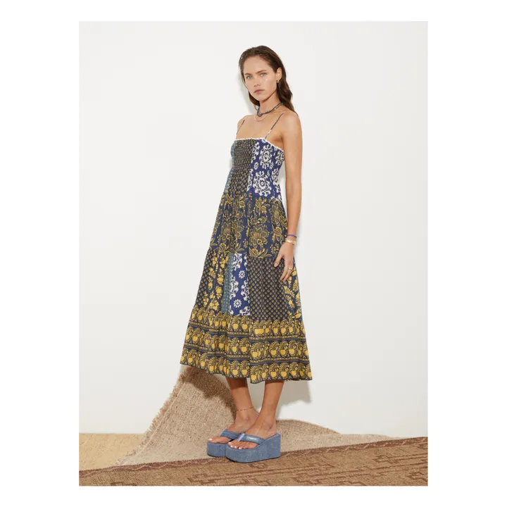 Boteh Robe Florimonde Patchwork | Bleu foncé