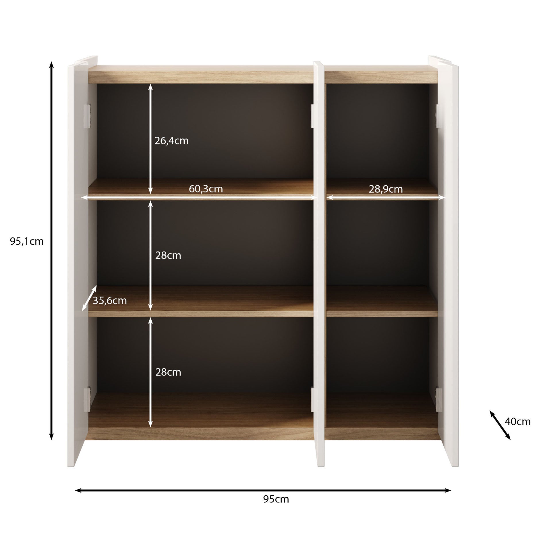 Meubella - Schoenenkast Encore - Eiken - 95 cm
