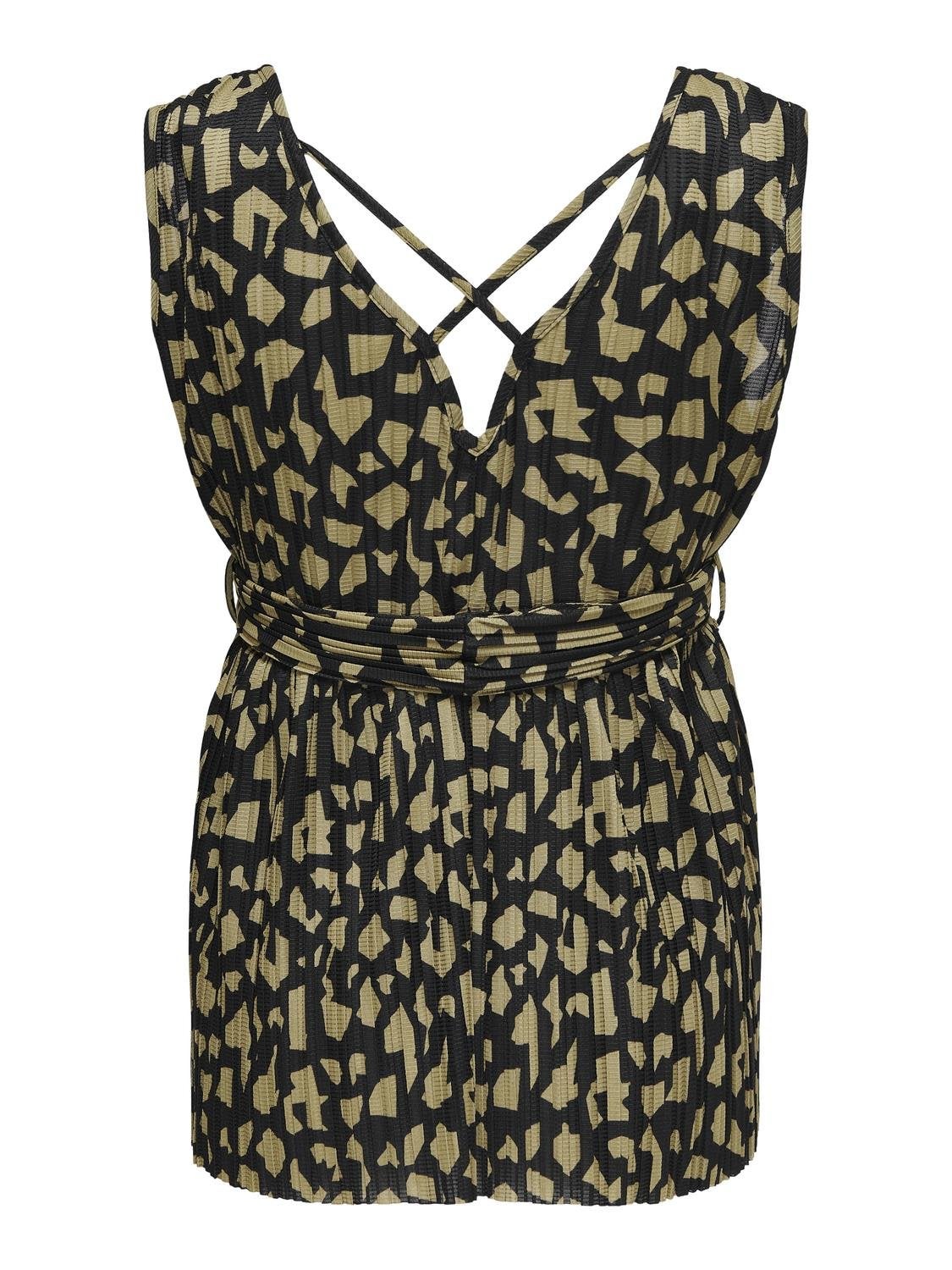 OLMSAFARI Plissiertes Top Black