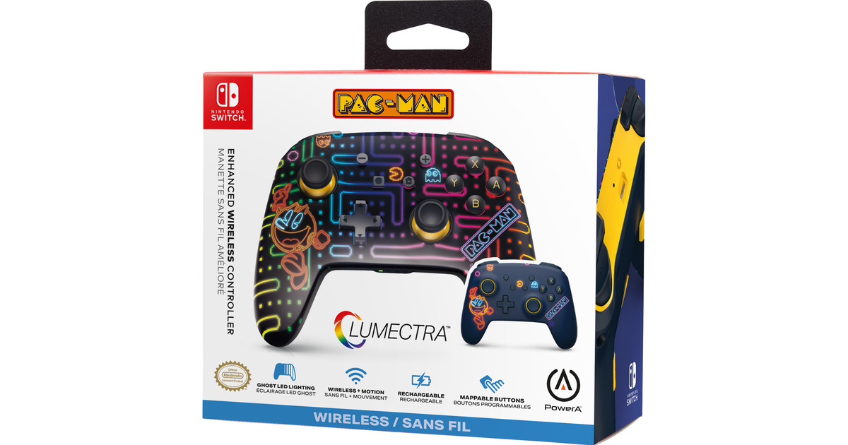 PowerAEnhanced Wireless Controller for Nintendo Switch with Lumectra - PAC-MAN Neon Arcade