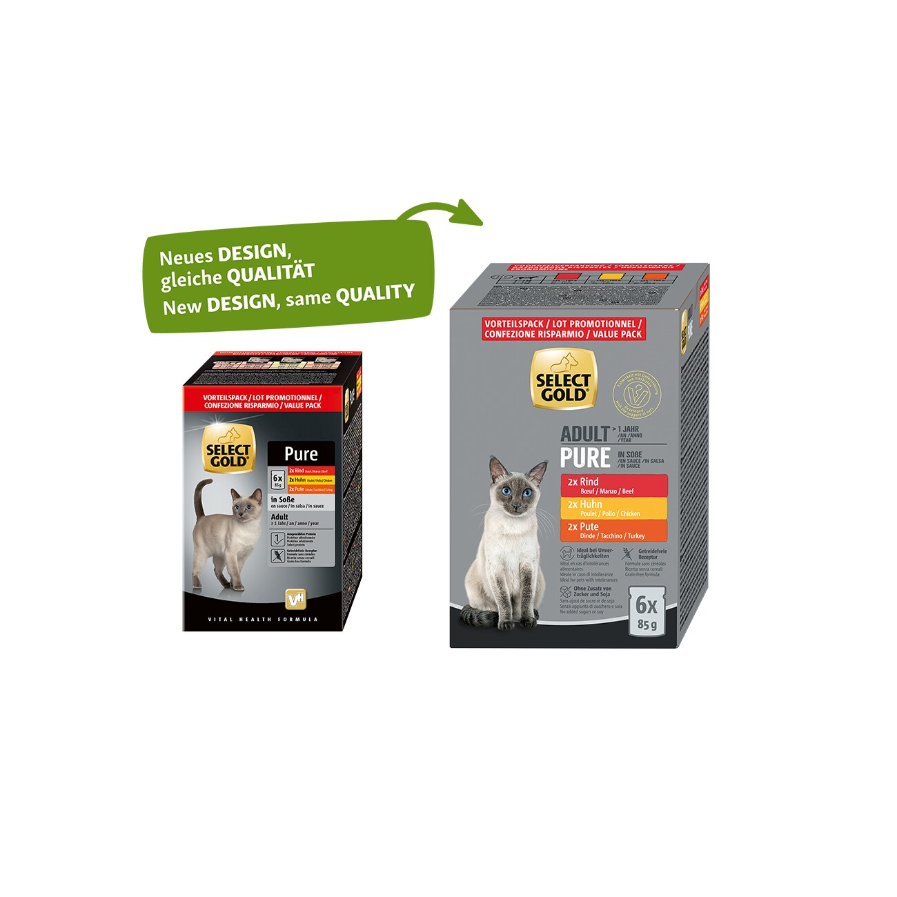 SELECT GOLD Adult Pure in Soße Multipack 6x85g