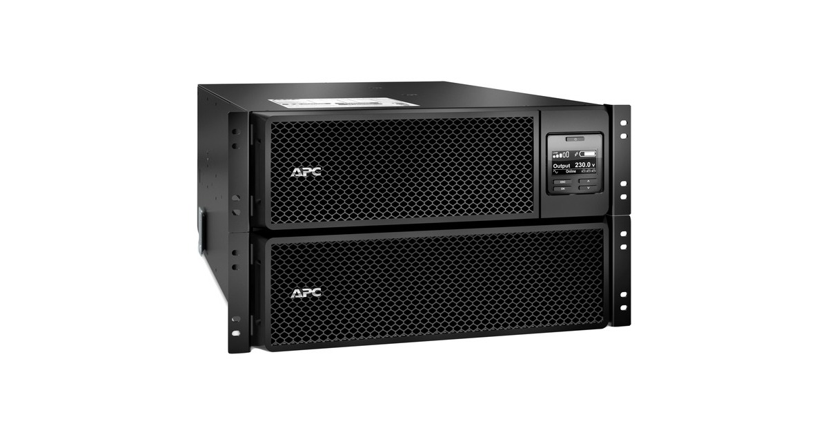 APCSmart-UPS On-Line 8000VA noodstroomvoeding ups  (Zwart, 6x C13, 4x C19, hardwire 1 fase uitgang, rackmountable, Embedded NMC, SRT8KRMXLI)