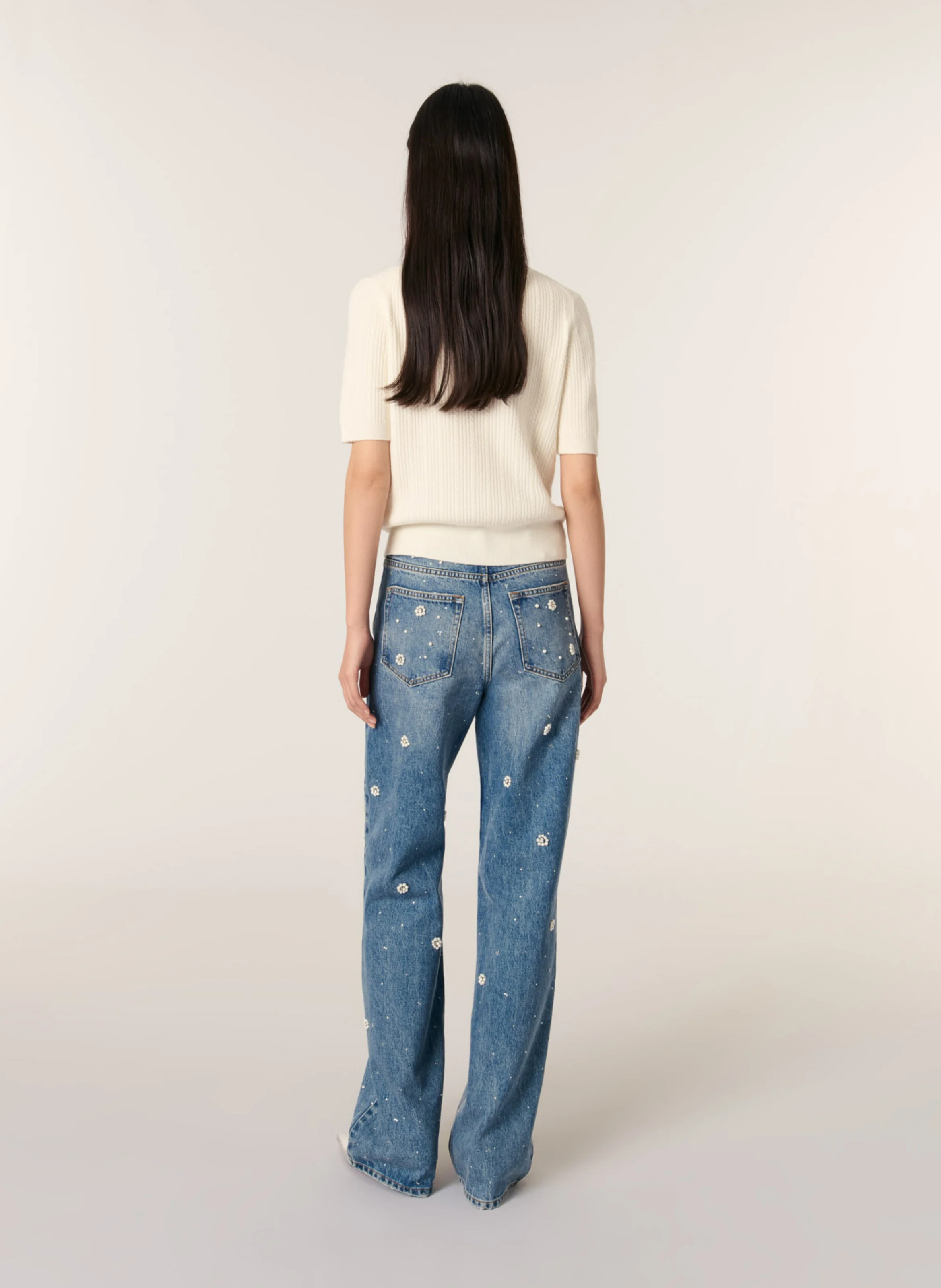 Pull col claudine en laine mélangée | Beige
