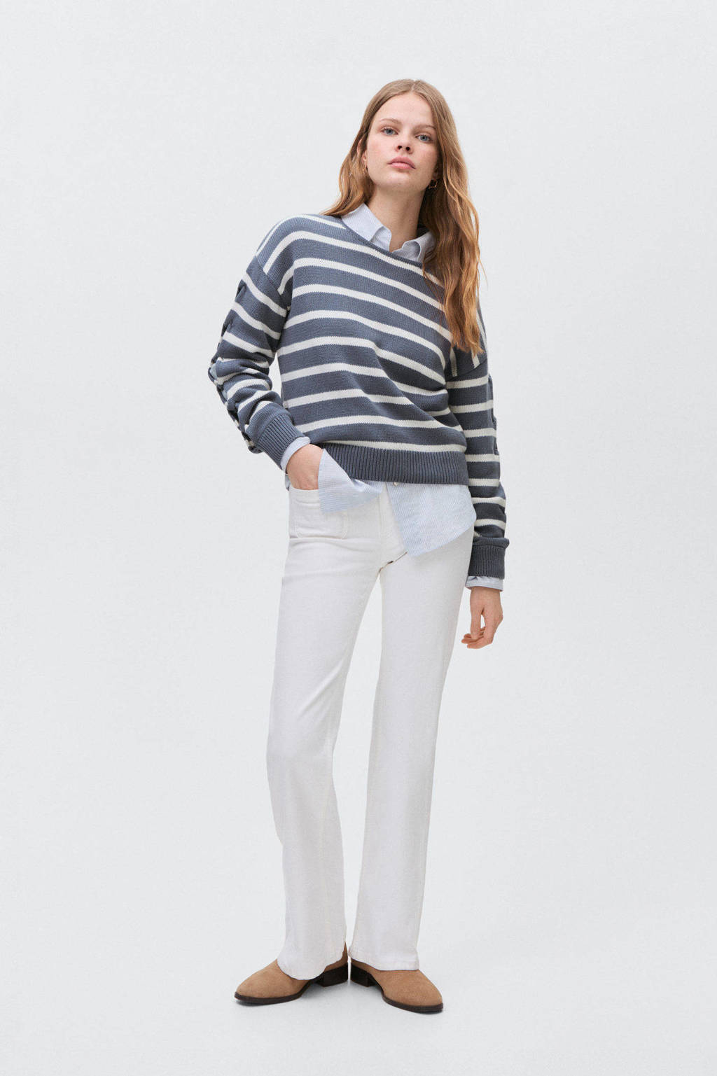 MANGO TEEN trui donkerblauw fijn gebreid
