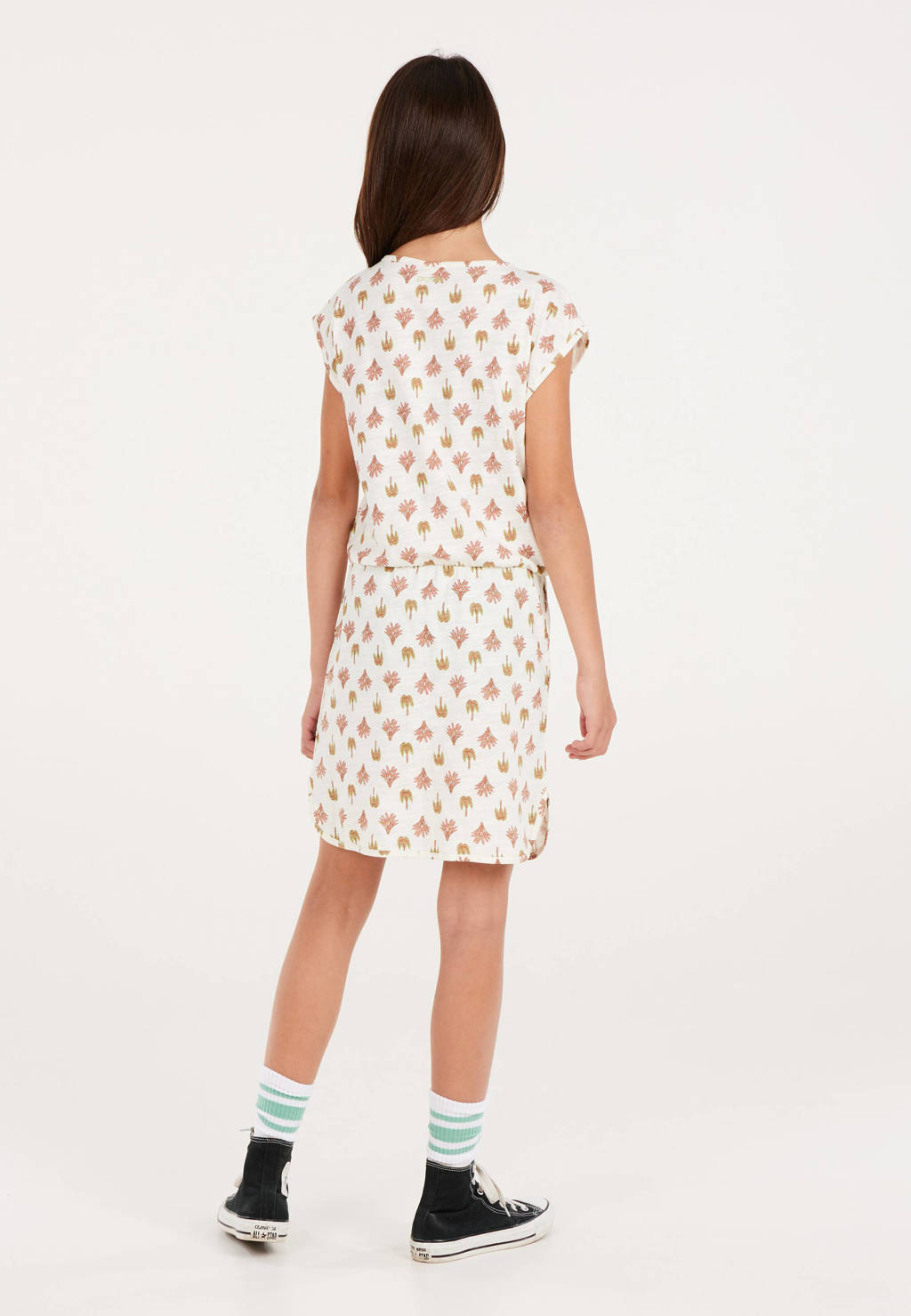 Protest jurk met all over print wit/roze/groen